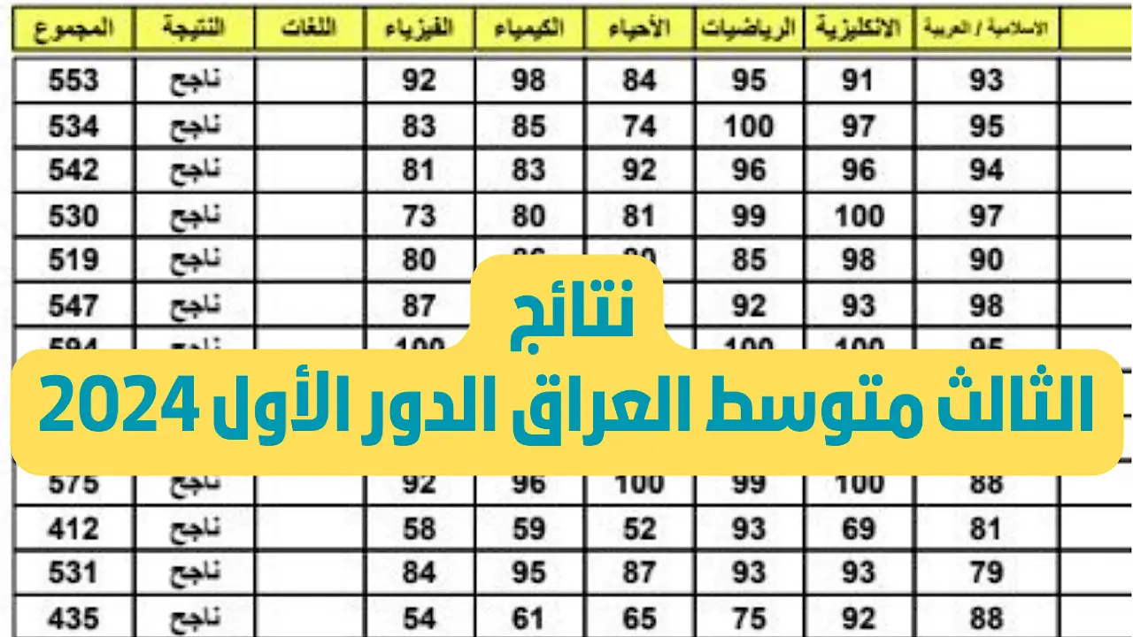 الحـصـول على نتائج الثالث المتوسط العراق الدور الأول 2024 عبر results.mlazemna.com