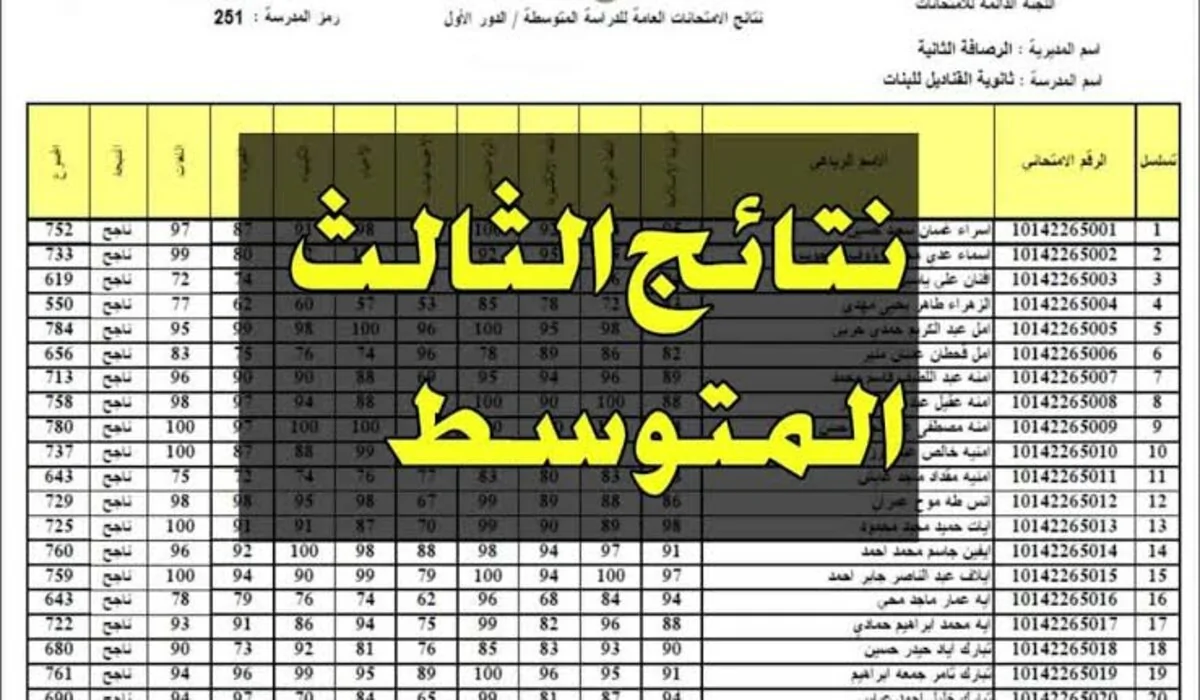 استخراج نتائج الثالث متوسط 2024 الدور الثاني من خلال موقع نتائجنا الإلكتروني