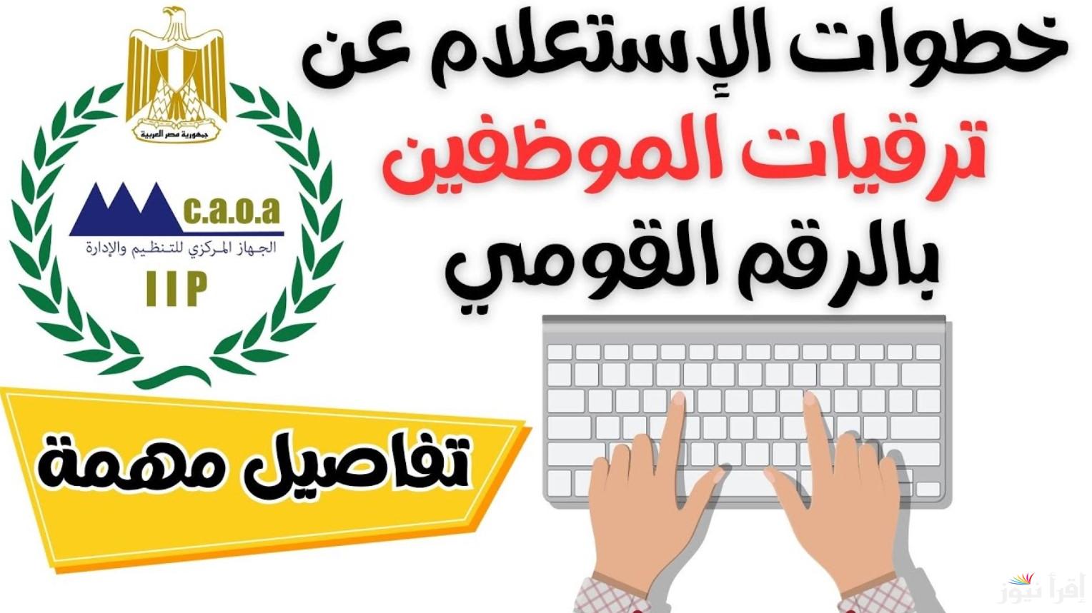 استعلم عن نتيجة ترقيات الموظفين 2024 بالخطوات عبر رابط promotion.caoa.gov.eg