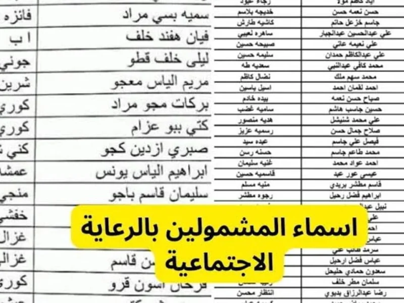 رابط الاستعلام عن اسماء الرعاية الاجتماعية الوجبة الأخيرة pdf العراق 2025 عبر منصة مظلتي spa.gov.iq