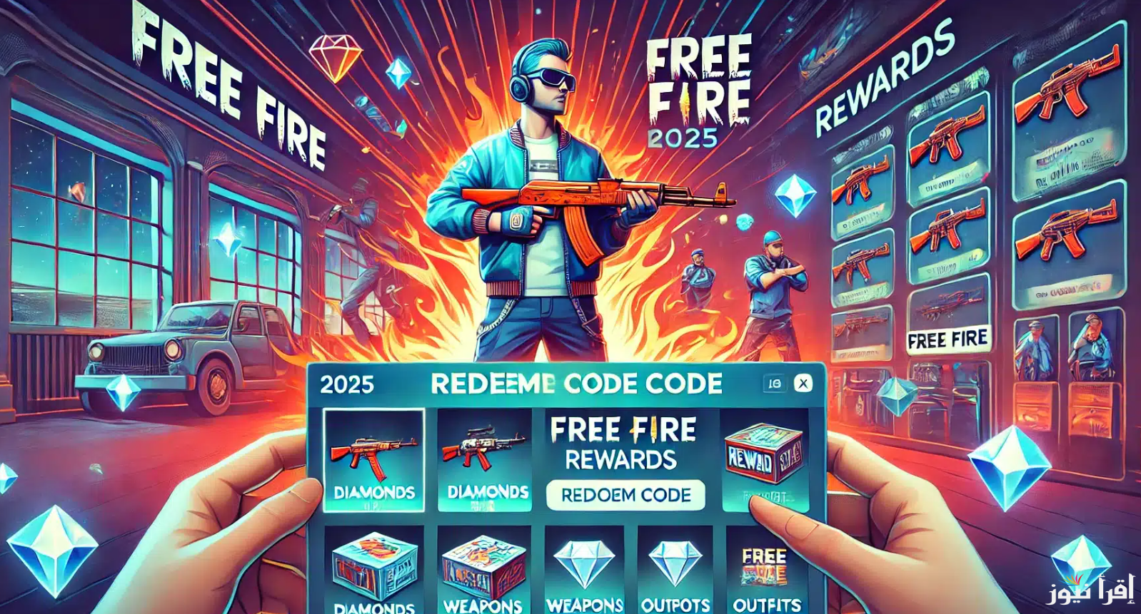 “كود اللبس والأزياء” أفضل أكواد فري فاير مجانا 2025 Free Fire وطريقة استبدالها عبر موقع reward.ff.garena