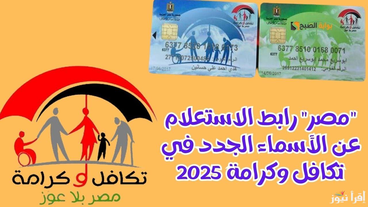 شوف اسمك.. الاستعلام عن الاسماء الجدد في تكافل وكرامة 2025 عن طريق الموقع الرسمي لوزارة التضامن tk.moss.gov.eg