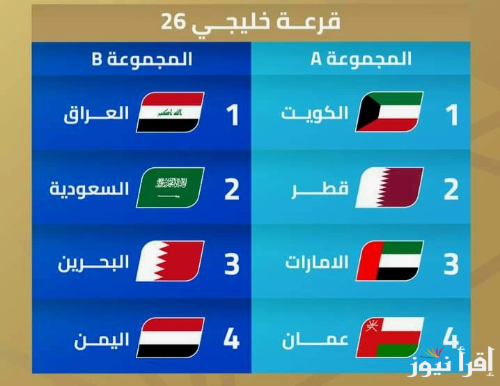 “تابع مباشر” القنوات المفتوحة الناقلة لجدول كأس الخليج العربي 26 مجاناً 2024 لُعبة العراق واليمن