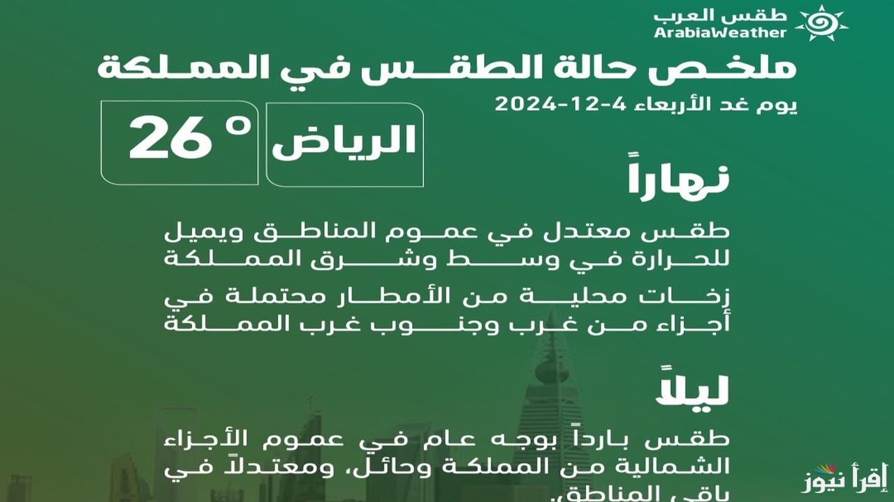 منخفض حراري وامطار غزيرة .. تعرف على طقس السعودية غدا 4 ديسمبر