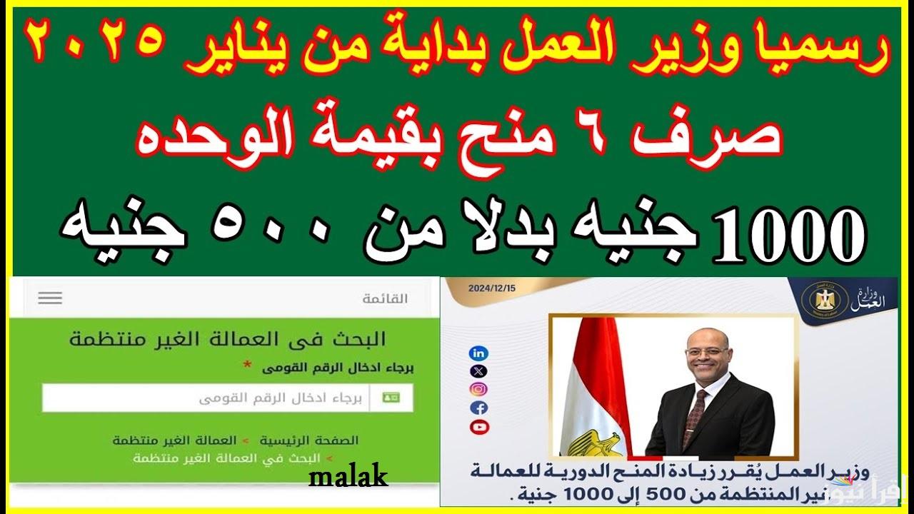 منحة العمالة الغير منتظمة 2025 بالرقم القومي عبر وزارة القوى العاملة