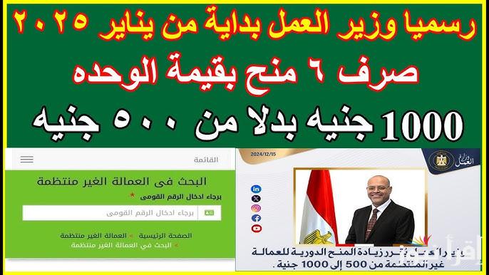 “التفاصيل كاملة” القوي العاملة تُعلن موعد صرف منحة العمالة الغير منتظمة 2025 www manpower gov eg والاستعلام بالرقم القومي