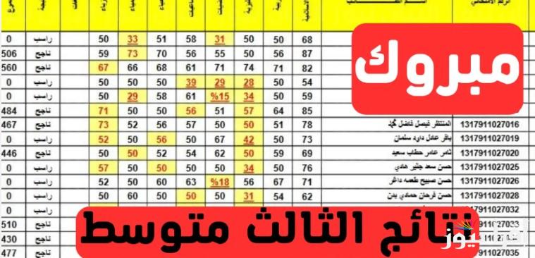 نتائج الثالث المتوسط 2025 الدور الأول بالعراق عبر موقع وزارة التربية والتعليم بالاسم والرقم الامتحانى