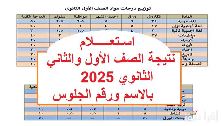 natiga .. استعلام نتيجة الصف الأول والثاني الثانوي 2025 دور اول بالاسم ورقم الجلوس من الموقع الرسمي