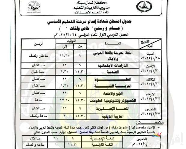 اعرف جدول محافظتك .. جدول امتحانات تالتة اعدادي 2025 ترم اول القاهرة والجيزة و13 محافظة من مديريات التعليم