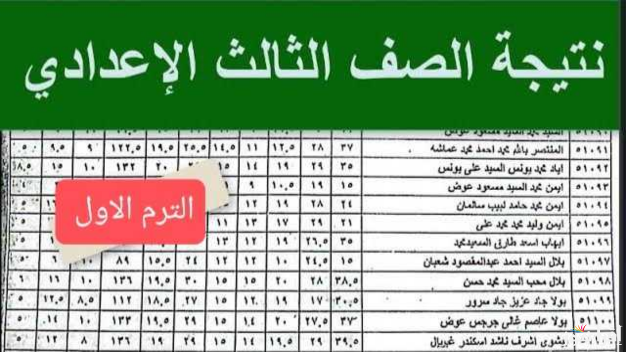 نتيجة ثالثة إعدادي برقم الجلوس والاسم 2025 استعلم عن نتيجه الصف الثالث الاعدادي ترم اول فور ظهورها