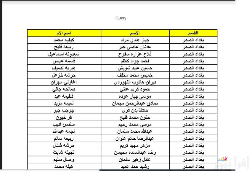 pdf الان اسماء المشمولين فى الرعاية الاجتماعية بالعراق 2025 من موقع وزارة العمل العراقية كل المحافظات