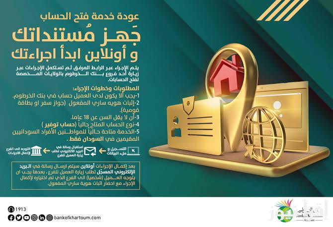 سجل الكترونيا عبر bankofkhartoum.com طريقة فتح حساب بنك الخرطوم اون لاين في خمس خطوات