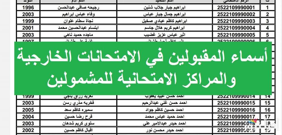 هُنا رابط اسماء الطلاب المقبولين في الامتحانات التمهيدية 2024-2025و المراكز الامتحانية الخارجية من وزارة التربية العراقية