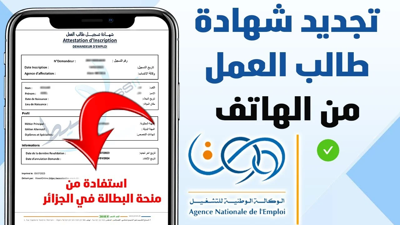 “الآن من تليفونك”.. رابط تجديد منحة البطالة 2025 كل 6 شهور عبر موقع الوكالة الوطنية للتشغيل minha.anem.dz الرسمي