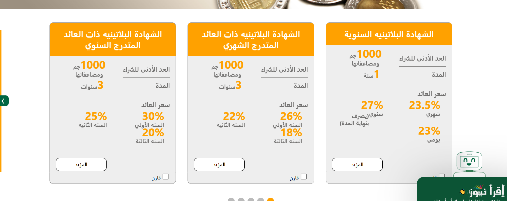 متى تتوقف شهادات الـ 27% و23.5 من بنك الاهلي المصري ونزول شهادة جديدة بعائد اعلي