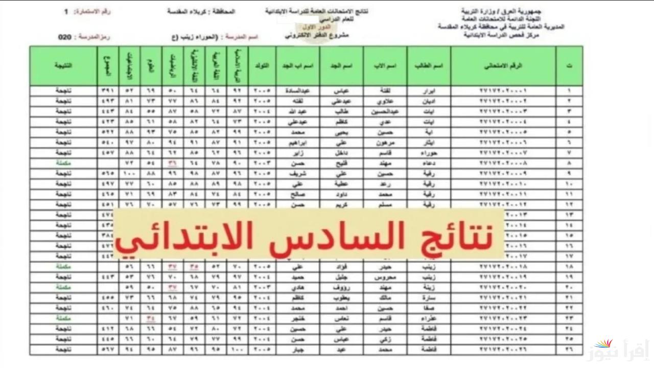 “عبر الموقع الرسمي”.. موعد إعلان نتائج السادس الابتدائي العراق 2025 من خلال nataegna.net فور ظهورها