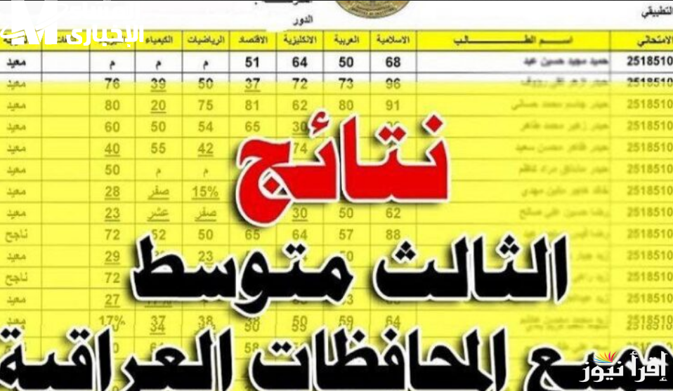 موعد ظهور نتائج الثالث المتوسط 2025 الدور الأول العراق .. خطوات الاستعلام عن نتيجة الـ3 متوسط عبر موقع الوزارة epedu.gov.iq