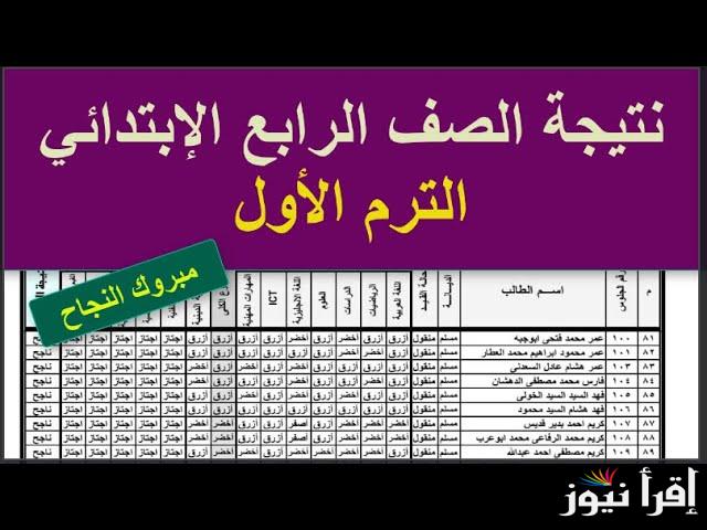 موعد ظهور نتيجة الصف الرابع الابتدائي 2025 الترم الأول والرابط الرسمي للبوابة الالكترونية التابع لمحافظة القاهرة
