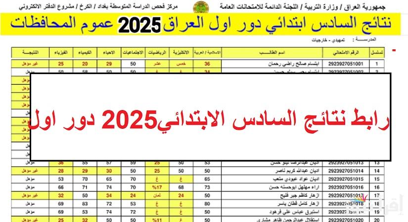 epedu.gov.iq رابط نتائج السادس الابتدائي 2025 دور اول من موقع وزارة التربية العراقية ونتائجنا كـافة محافظات العراق