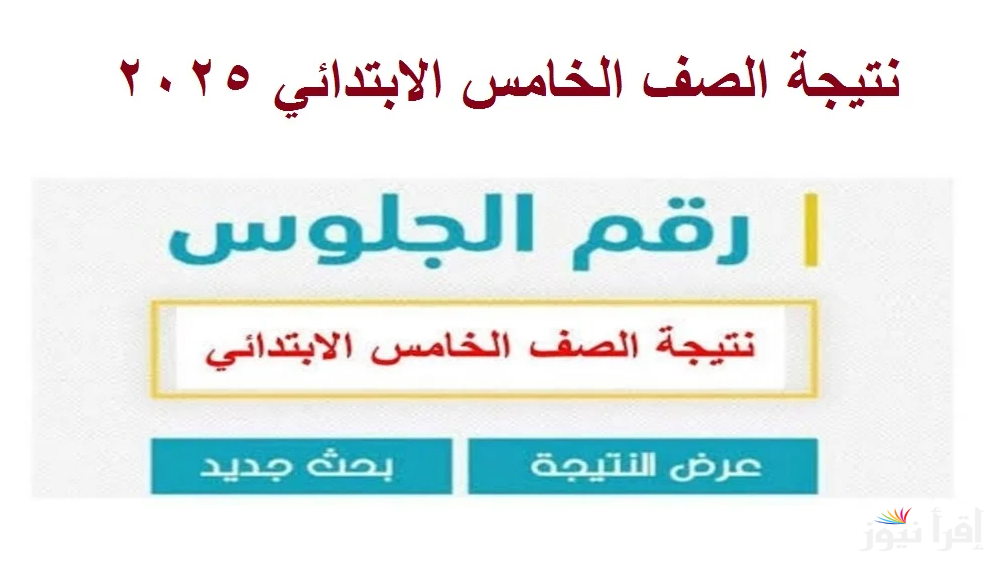 برقم الجلوس .. نتيجة الصف الثالث والرابع والخامس الابتدائي 2025 عبر موقع الوزارة eduserv.cairo.gov.eg