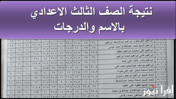 رابط ثالثة اعدادي.. نتيجة الشهادة الإعدادية محافظة الوادي الجديد 2025 بالاسم ورقم الجلوس
