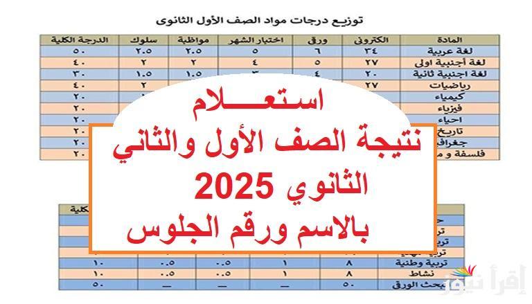 نتيجة الصف الأول والثاني الثانوي 2025 وخطوات الاستعلام عنها بالاسم ورقم الجلوس في جميع المحافظات