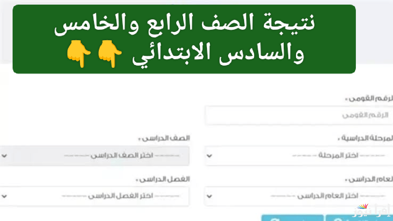 نتيجة 6 ابتدائي.. رابط نتيجه الصف الرابع والخامس والسادس الابتدائي 2025 عبر بوابة التعليم الاساسي eduserv.cairo.gov.eg