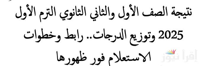 رابط moe.gov.eg نتيجه الصف الاول والثاني الثانوي الترم الاول 2025 برقم الجلوس والتقديرات