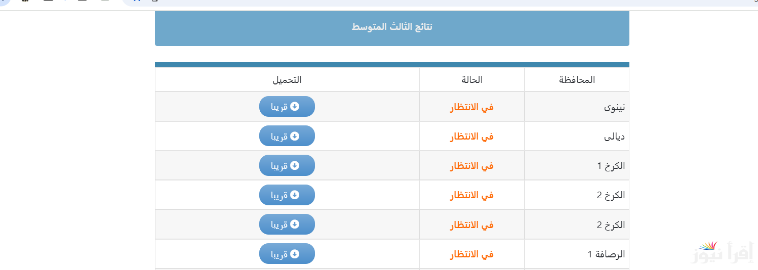 لينك مباشر .. نتائج الصف الثالث المتوسط 2025 الدور الاول موقع نتائجنا الرسمي PDF ملفات النتيجة