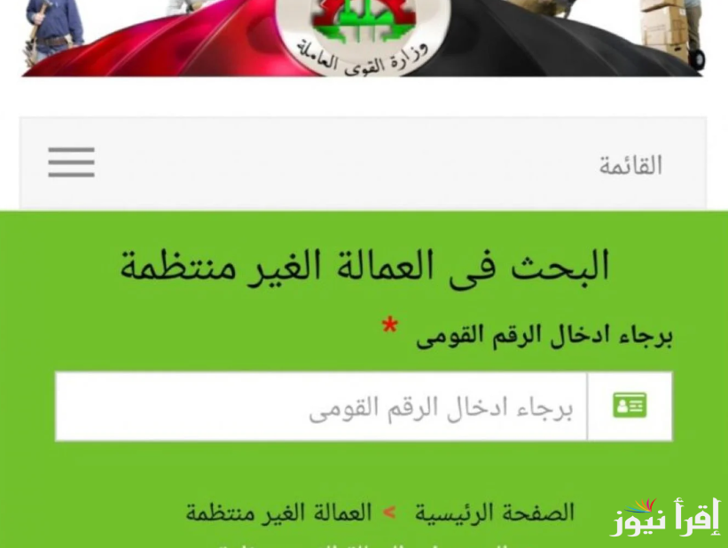 “هتاخد 1000 جنيه” خطوات تسجيل بيانات العمالة الغير منتظمة 2025 عبر موقع وزارة القوى العاملة وشروط الاستحقاق من تلك المنحة