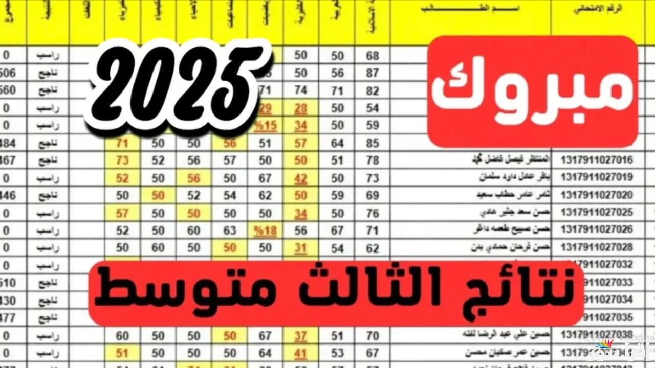 رابط نتائج الثالث متوسط 2025 بالرقم الامتحاني عبر موقع وزارة التربية العراقية epedu.gov.iq