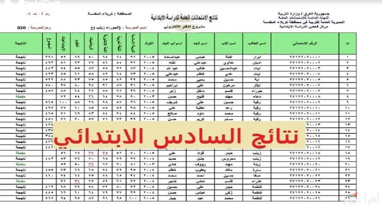 6 ابتدائي .. رابط نتائج السادس الابتدائي العراق الدور الاول 2025 بالاسم والرقم الامتحاني وخطوات الاستعلام عنها عبر epedu.gov.iq