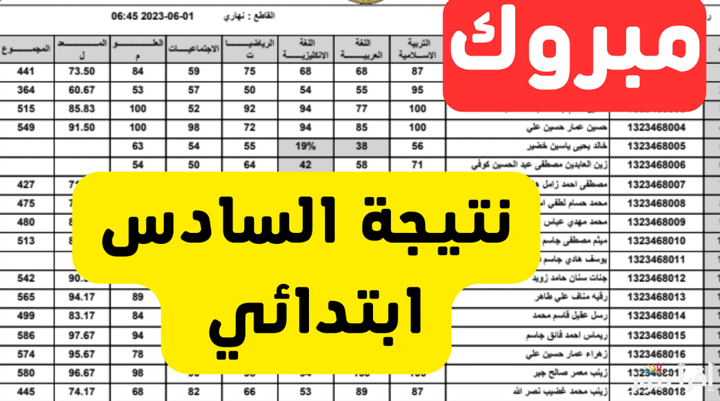 روابط نتائج السادس الابتدائي 2025 التمهيدي في العراق عموم المحافظات عبر الموقع الرسمي للوزارة