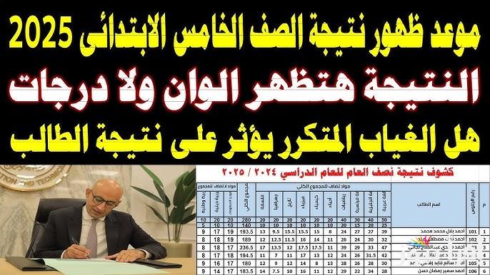 متاحة الأن .. استعلام نتيجة الصف الثالث الابتدائي بالاسم ورقم الجلوس 2025 عبر موقع بوابة التعليم الاساسي