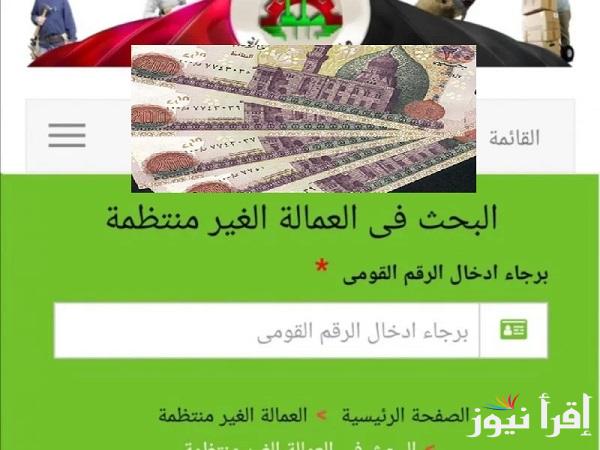 بعد زيادتها.. استعلام صرف منحة العمالة الغير منتظمة 2025 بالرقم القومي عبر www.manpower.gov.eg
