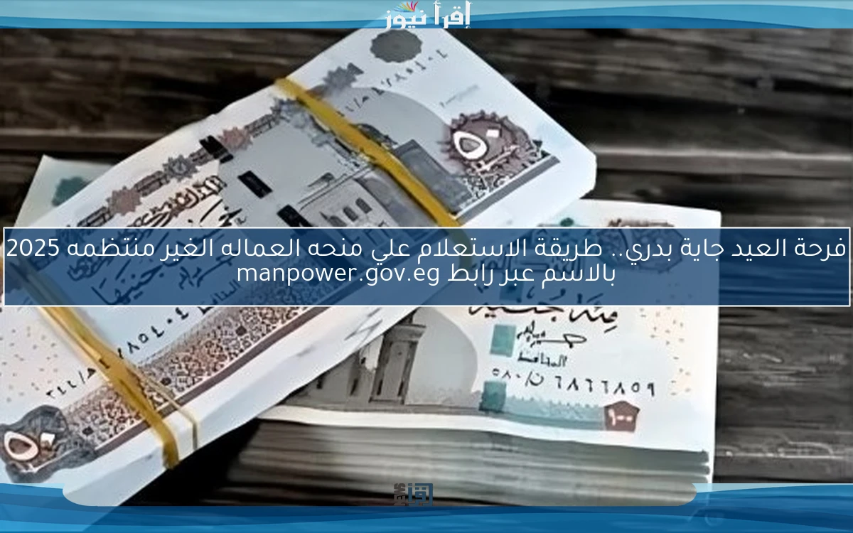 الآن فرحة العيد جاية بدري.. طريقة الاستعلام علي منحه العماله الغير منتظمه 2025 بالاسم عبر رابط manpower.gov.eg