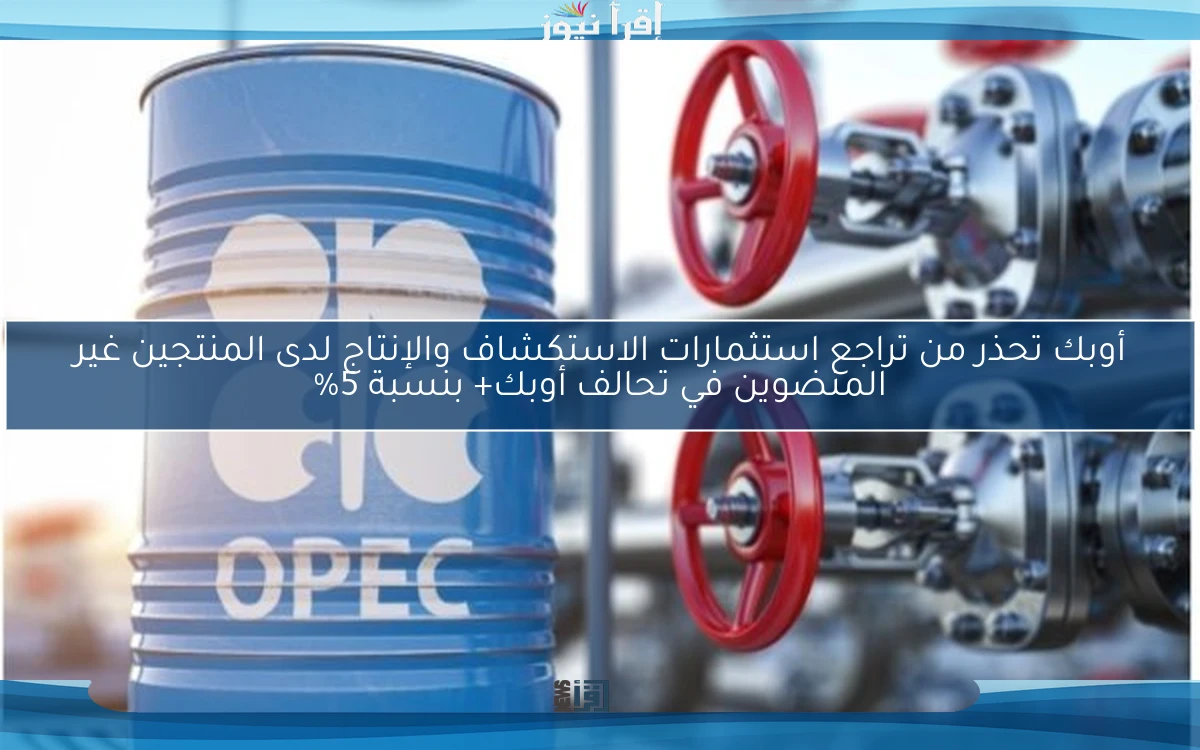 أوبك تحذر من تراجع استثمارات الاستكشاف والإنتاج لدى المنتجين غير المنضوين في تحالف أوبك+ بنسبة 5%