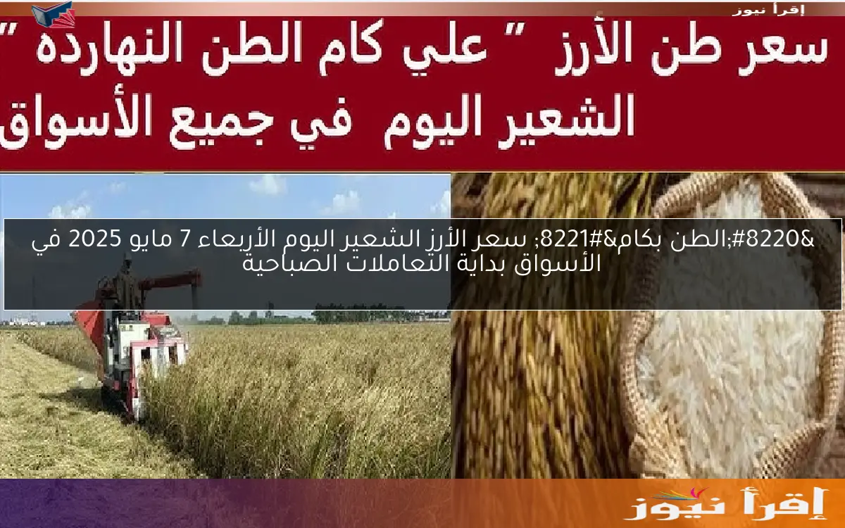 “الطن بكام” سعر الأرز الشعير اليوم الأربعاء 7 مايو 2025 في الأسواق بداية التعاملات الصباحية