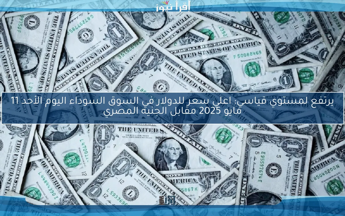 يرتفع لمستوي قياسي: اعلي سعر للدولار في السوق السوداء اليوم الأحد 11 مايو 2025 مقابل الجنيه المصري