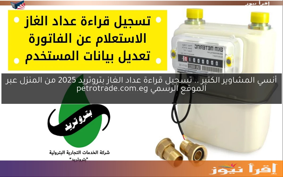 أنسي المشاوير الكتير .. تسجيل قراءة عداد الغاز بتروتريد 2025 من المنزل عبر الموقع الرسمي petrotrade.com.eg