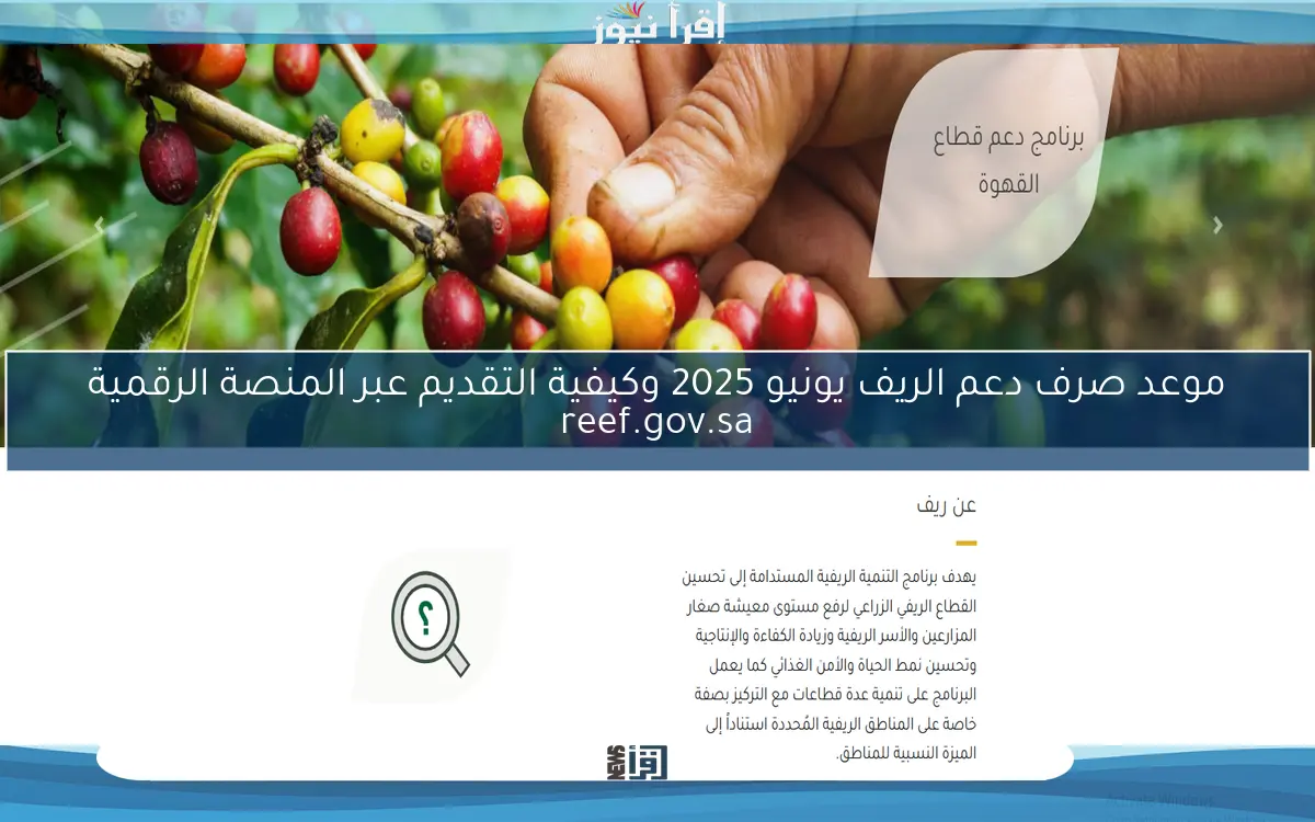 موعد صرف دعم الريف يونيو 2025 وكيفية التقديم عبر المنصة الرقمية reef.gov.sa