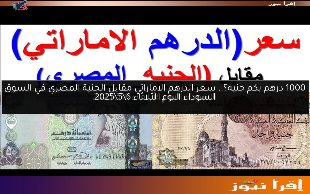 1000 درهم بكم جنيه؟.. سعر الدرهم الاماراتي مقابل الجنية المصري في السوق السوداء اليوم الثلاثاء 6\5\2025