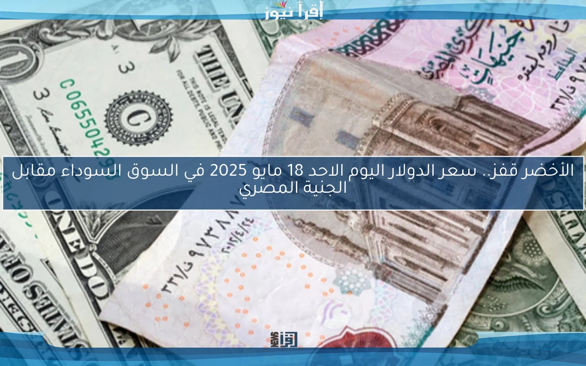 الأخضر قفز.. سعر الدولار اليوم الاحد 18 مايو 2025 في السوق السوداء مقابل الجنية المصري