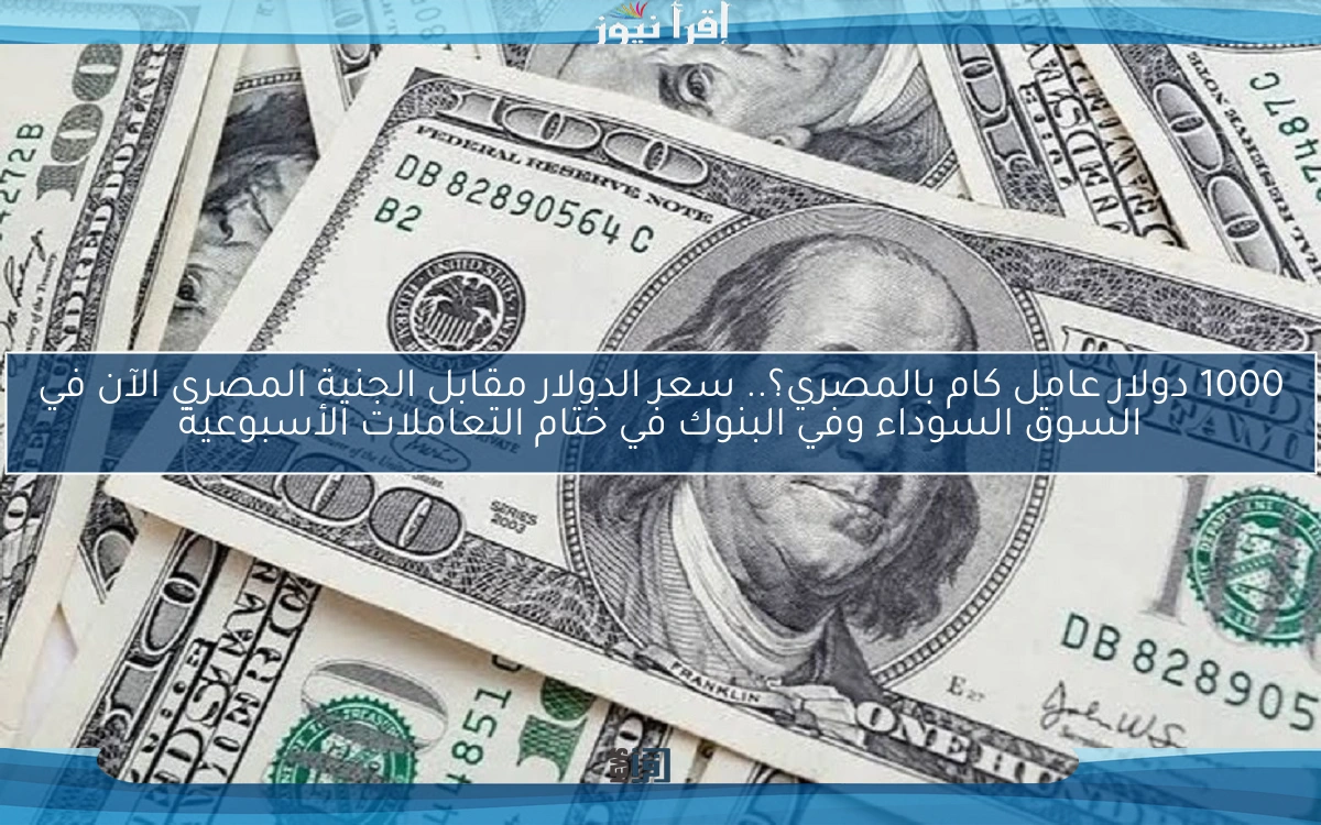 1000 دولار عامل كام بالمصري؟.. سعر الدولار مقابل الجنية المصري الآن في السوق السوداء وفي البنوك في ختام التعاملات الأسبوعية