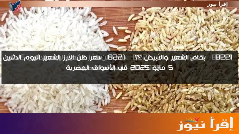 ” بكام الشعير والأبيض ؟؟ ” سعر طن الأرز الشعير اليوم الاثنين 5 مايو 2025 في الأسواق المصرية