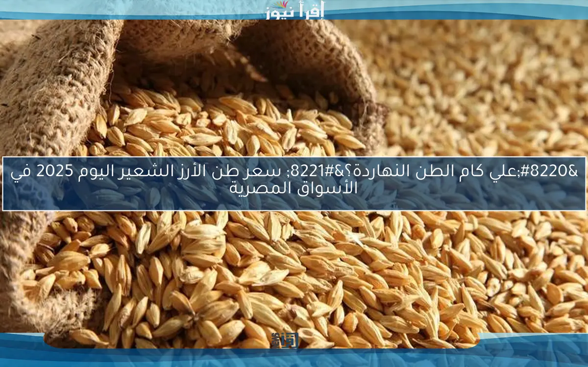 “علي كام الطن النهاردة؟” سعر طن الأرز الشعير اليوم 2025 في الأسواق المصرية