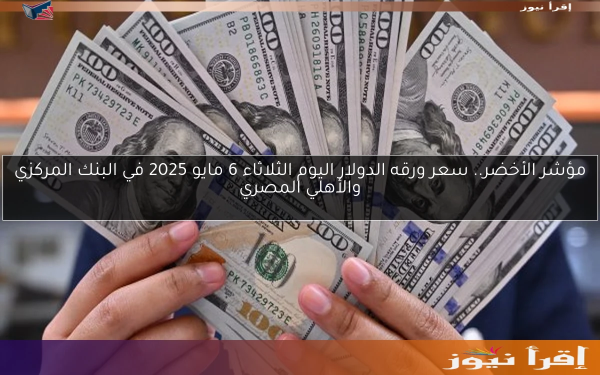 مؤشر الأخضر.. سعر ورقه الدولار اليوم الثلاثاء 6 مايو 2025 في البنك المركزي والأهلي المصري